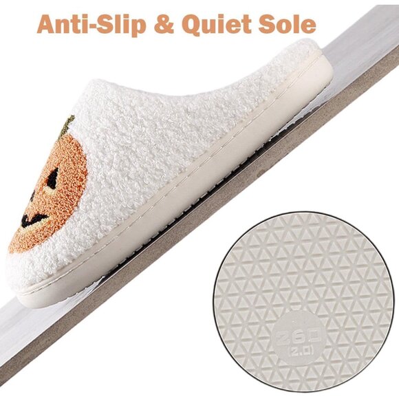 Cozy Halloween Pumpkin Slippers for Women & Men - Plush Memory Foam Comfort - Picture 4 of 7